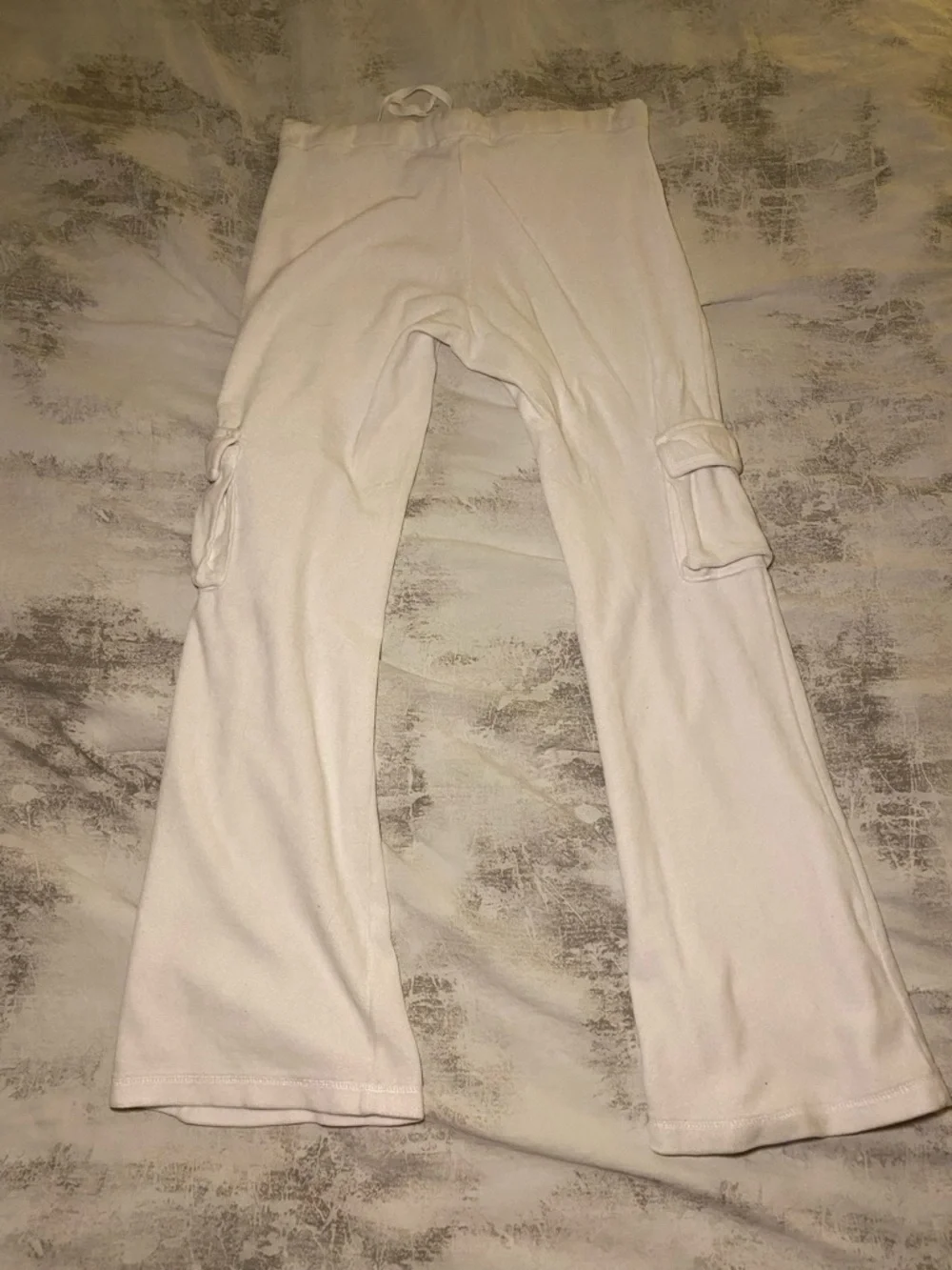 Hale Bob White Velour Cargo Flare Pants